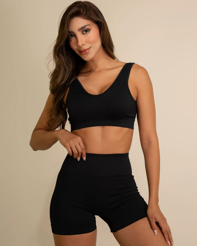 Seamless Set Short + Top ⎜ Negro
