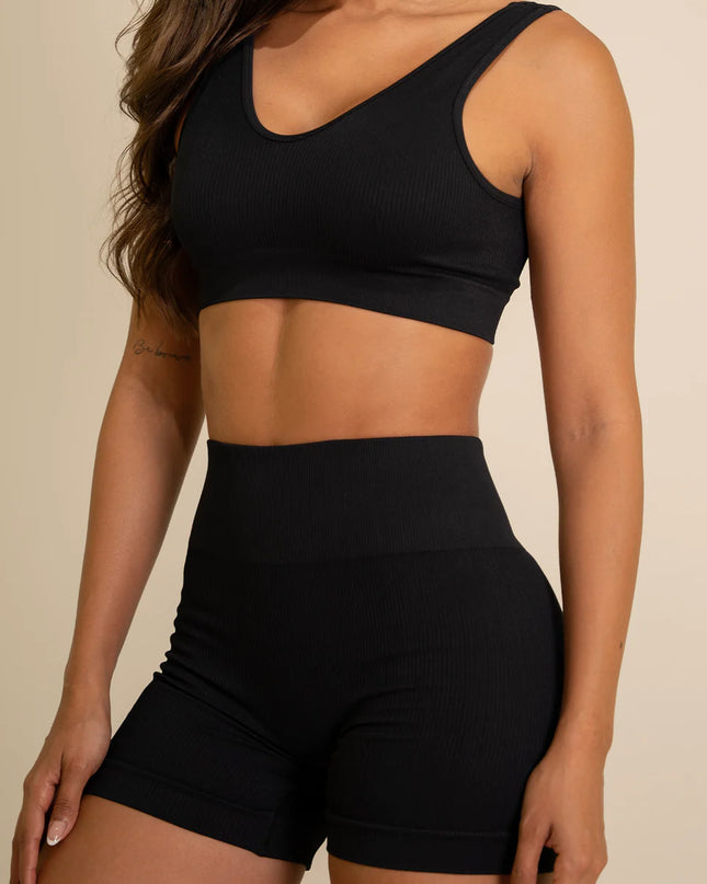 Seamless Set Short + Top ⎜ Negro